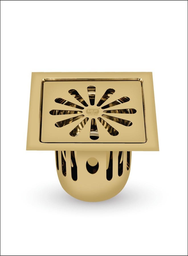 Sanjay Chilly Square Ezee Colour Collection Floor Drain Cockroach Trap for Bathroom Stainless Steel 304 Grade Waste Water Drainer Washbasin Sink Bathtub Washroom & Toilet (French Gold 6 x 6 Inch) - Image 1